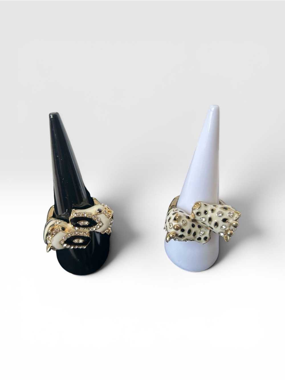2 piece Gold and Cream Bow Statement Ring - Women Accessories